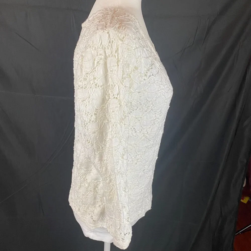 Peck & Peck Lace 3/4 Sleeve Lined Blouse, Size L. - Picture 3 of 5